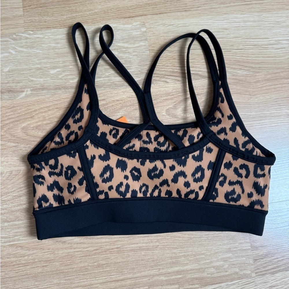AQUA Printed Toned Out Double Strap Leopard Print Sports Bra - Exclusive NWT - Picture 10 of 10